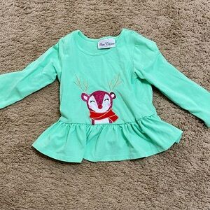 Rare Editions Mint Long Sleeve Top with Reindeer